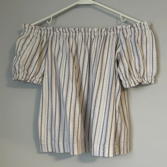 H&M Off-the-Shoulder Striped Shirt XS - Picture 2 of 7